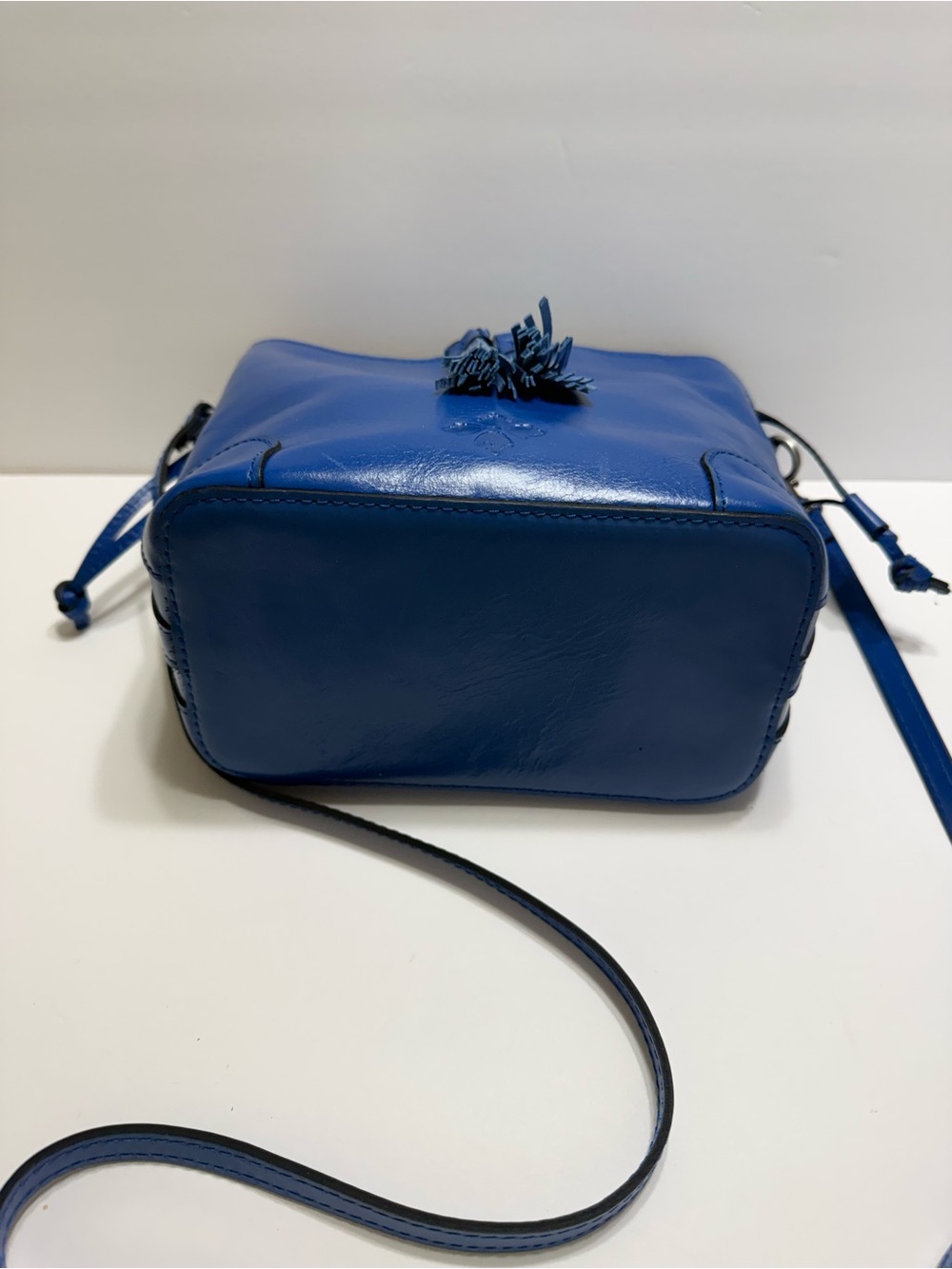 Patricia Nash Royal Blue Leather Tassel Bucket Crossbody Bag - Picture 7 of 10